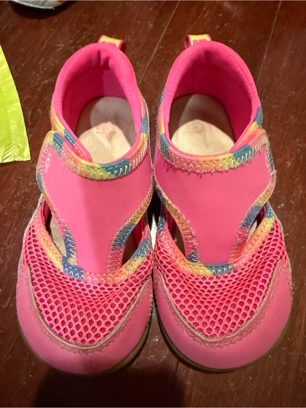 UGG Kids Pink Water Shoes with Rainbow Trim